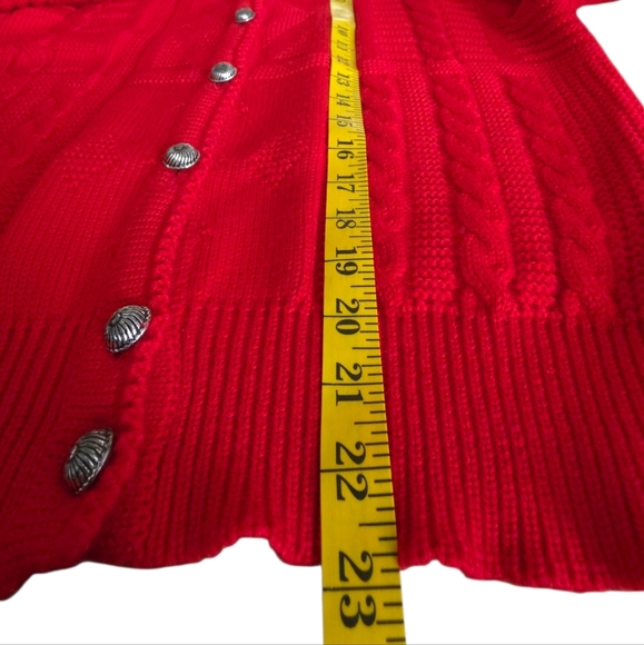 Vintage Red Austrian Wool Puff Sleeve Cardigan Sz EU 44/ US LG Salzburger Dirndl - Picture 14 of 16